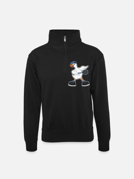 Duck Tennis Racket - Unisex sweater with zip collar - black