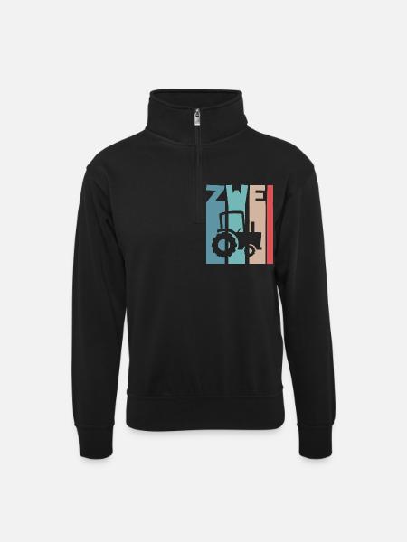 2. Jahre Kinder Traktor - Unisex Pullover mit Zip-Kragen - Schwarz