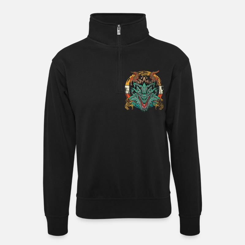 Drage, Drage, Asiatisk Drage - Unisex-sweatshirt med zipkrave - sort