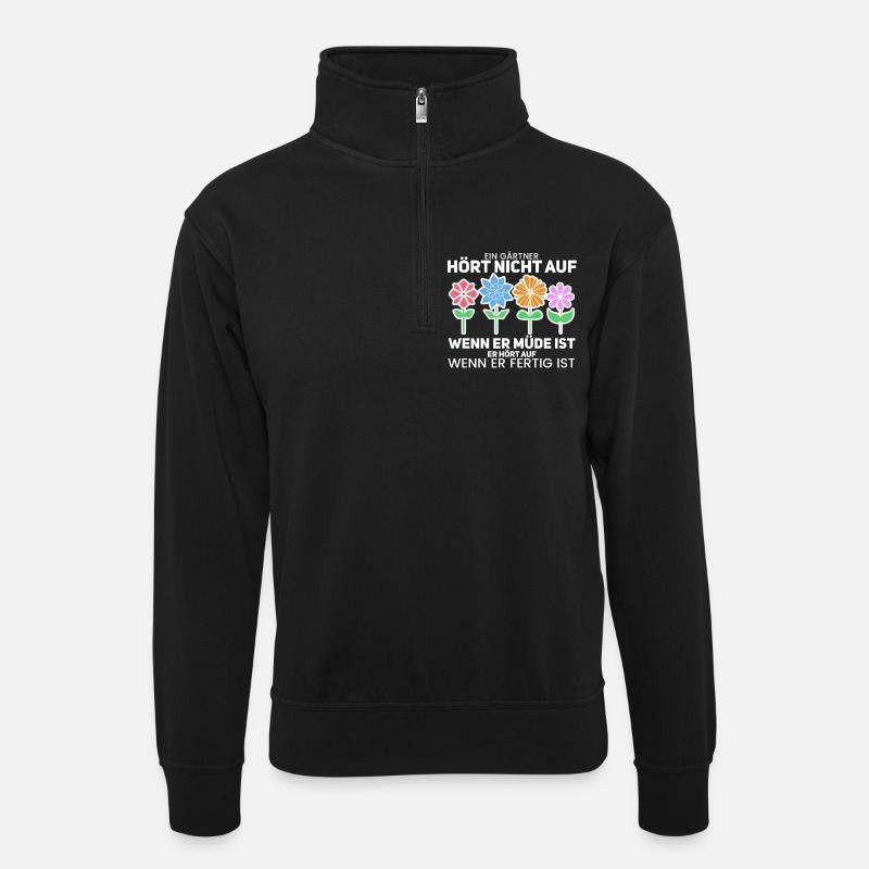Gärtner - Unisex Pullover mit Zip-Kragen - Schwarz