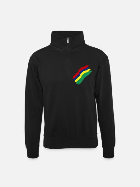 Mauritius Fahne Farben - Unisex Pullover mit Zip-Kragen - Schwarz