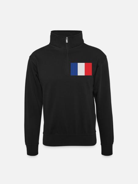 France - Unisex sweater with zip collar - black