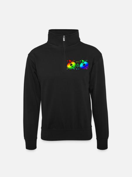 Turntable Disc Jockey - Unisex Pullover mit Zip-Kragen - Schwarz