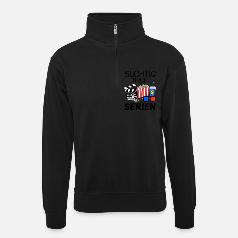 Serie - Unisex Pullover mit Zip-Kragen - Schwarz