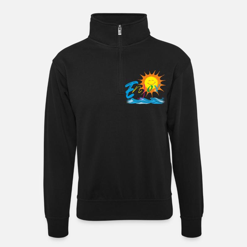 Enjoy - Unisex sweater with zip collar - black