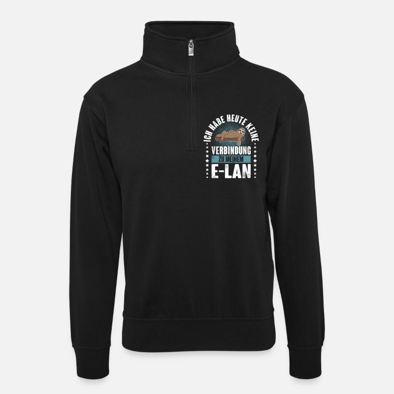 Faultier E Lan - Unisex Pullover mit Zip-Kragen - Schwarz