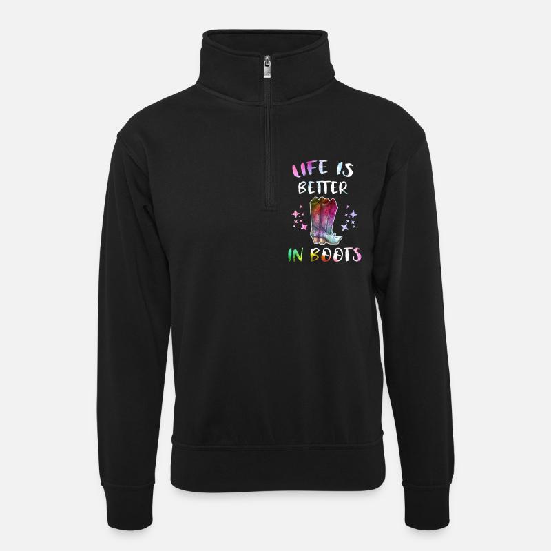 Cavalier Chevaux Pays - Sweat col montant zippé unisexe - noir