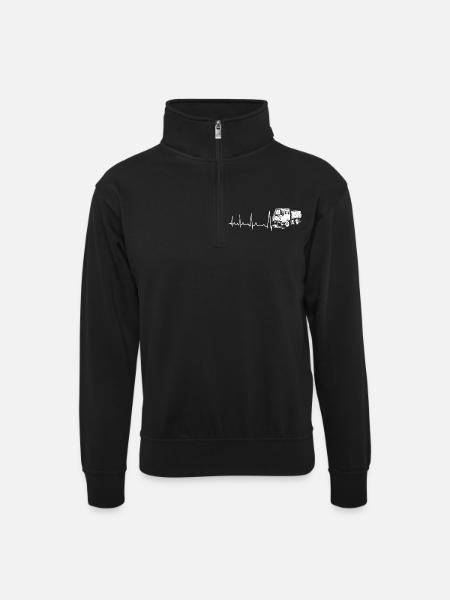 Herzschlag - Multicar M25 - Unisex Pullover mit Zip-Kragen - Schwarz