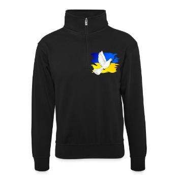 Ukraine Flagge in Landesfarben und Friedenstaube - Unisex Pullover mit Zip-Kragen - Schwarz - Vorne
