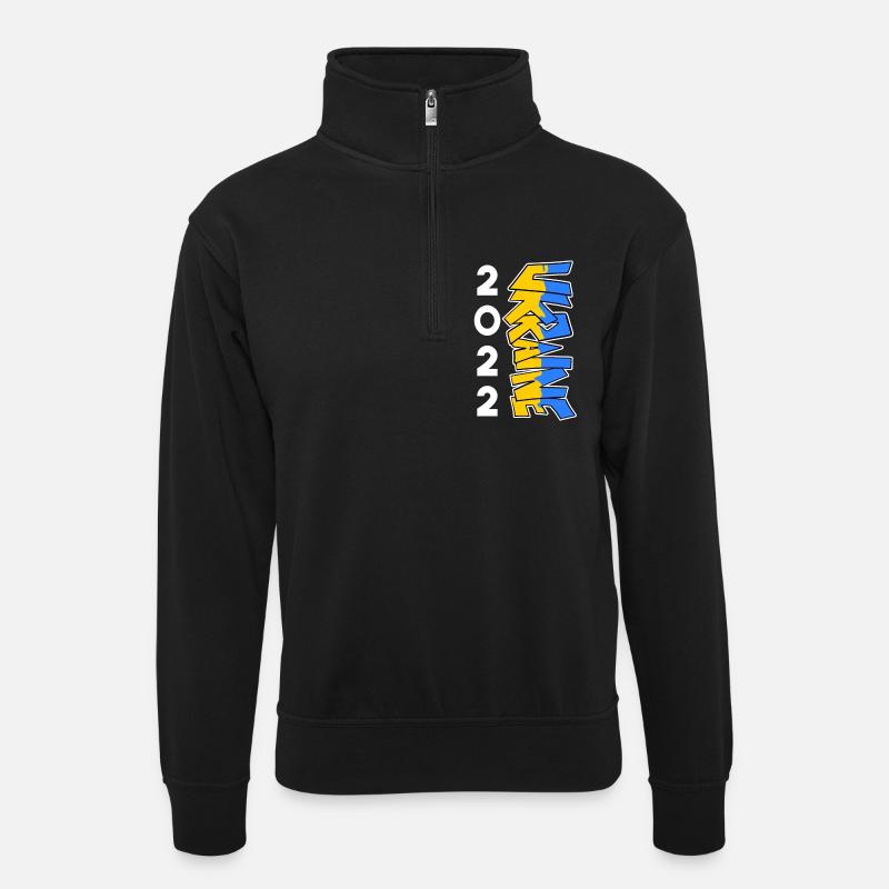 Ukraine - Unisex sweater with zip collar - black