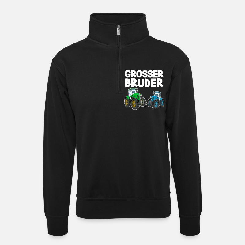 Grosser Bruder Traktor - Unisex Pullover mit Zip-Kragen - Schwarz