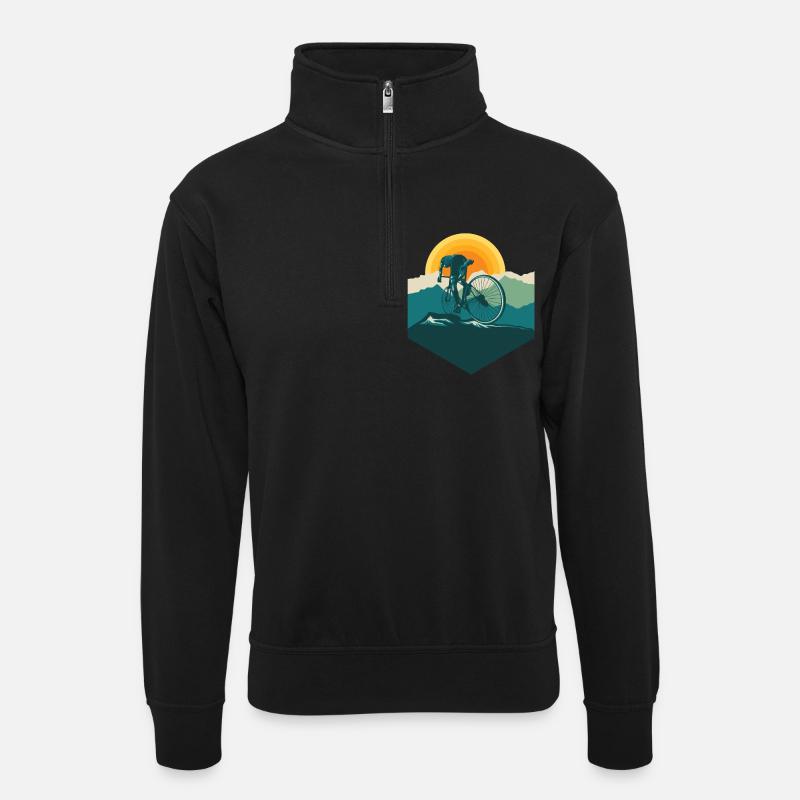 Rennrad - Rennradfahrer - Unisex Pullover mit Zip-Kragen - Schwarz