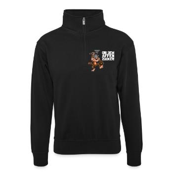 Gib dem Affen Zucker Spruch - Unisex Pullover mit Zip-Kragen - Schwarz - Vorne