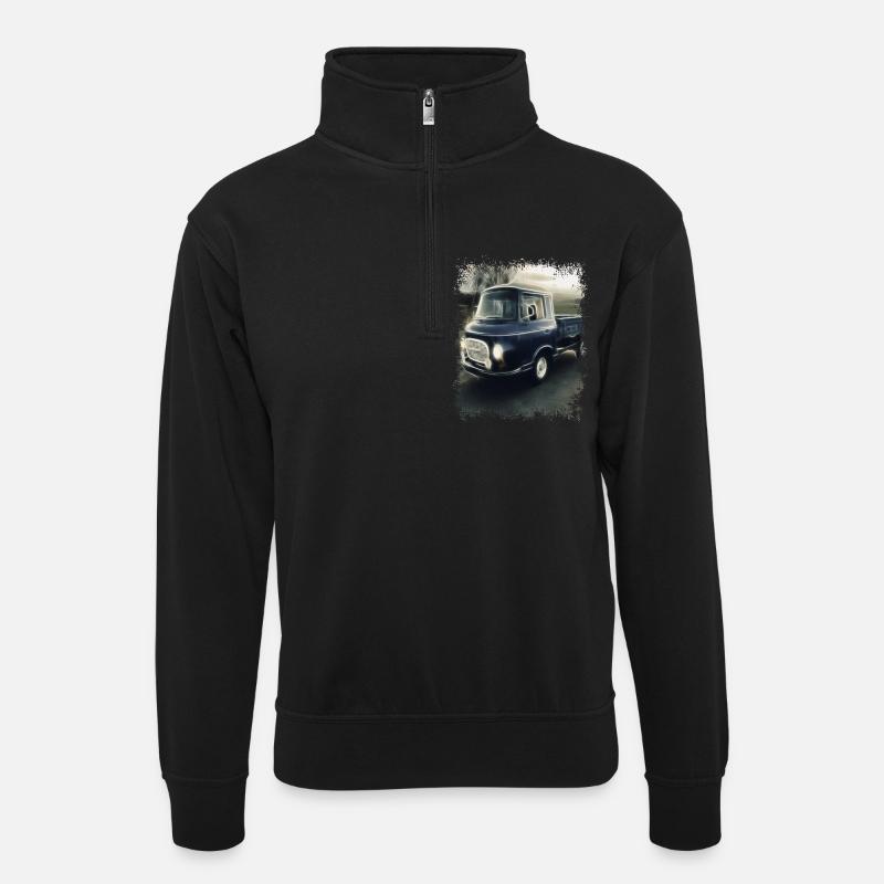 Barkas Pritsche - Unisex Pullover mit Zip-Kragen - Schwarz