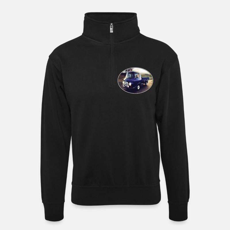 Barkas B1000 - Unisex Pullover mit Zip-Kragen - Schwarz