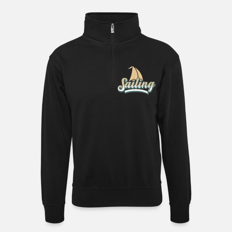 Sailboat Sailing Sailor - Unisex sweater with zip collar - black