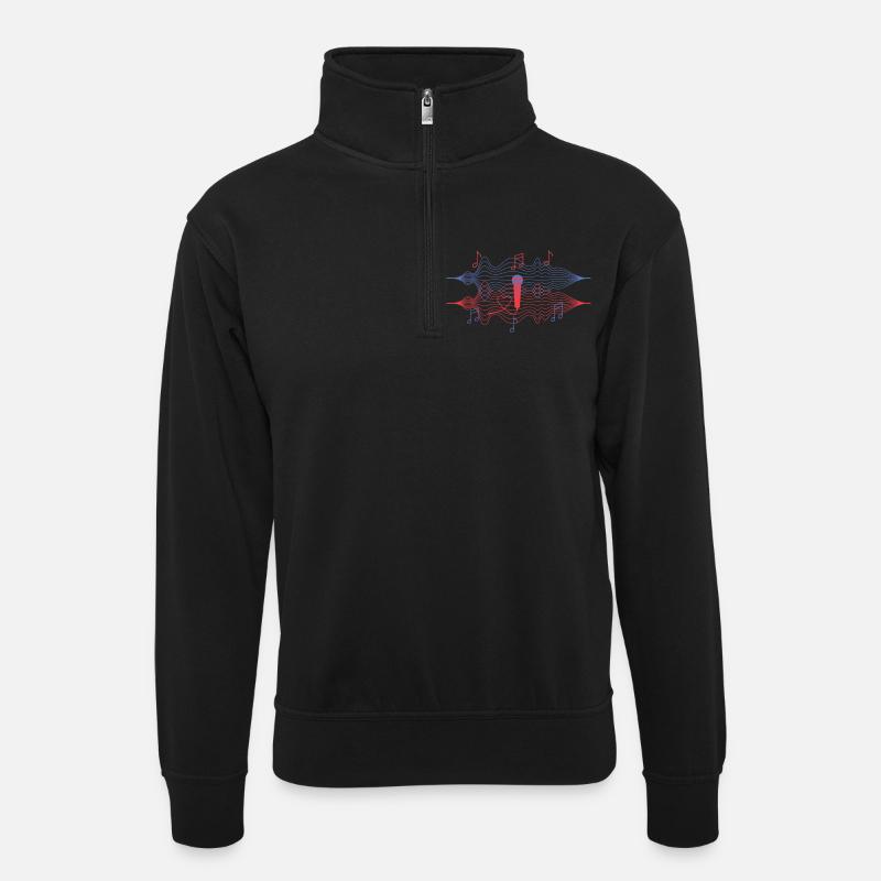 Ich liebe Musik - Unisex Pullover mit Zip-Kragen - Schwarz