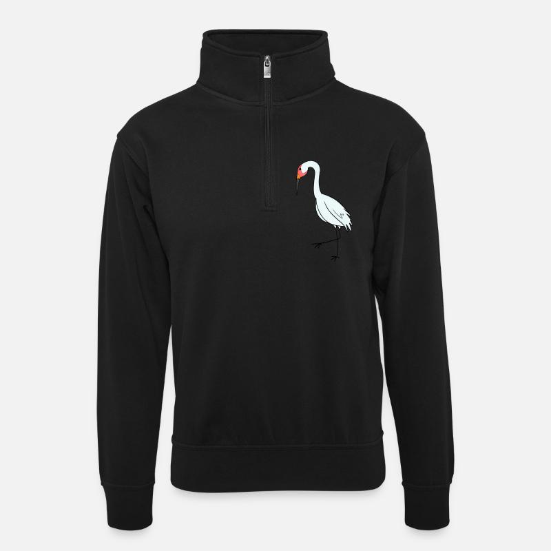 Migratory Birds Crane Bird - Unisex sweater with zip collar - black