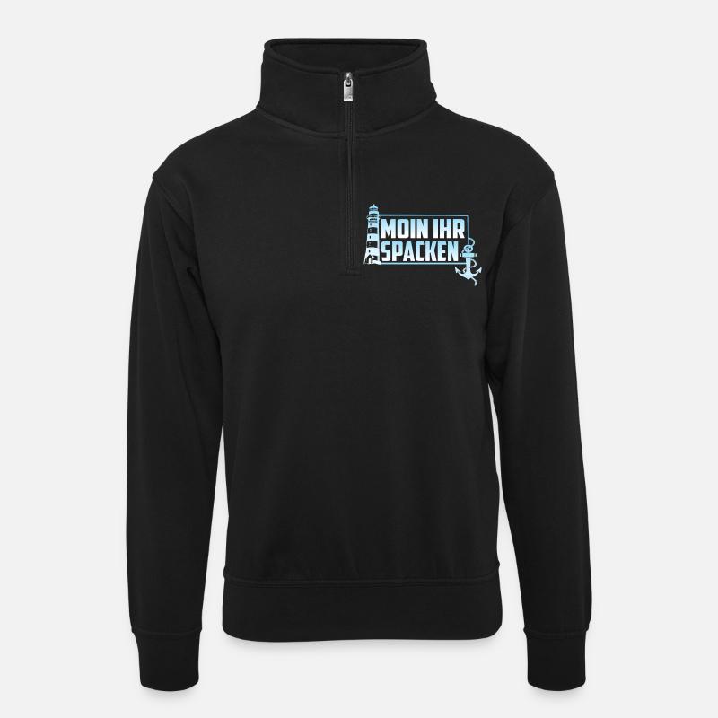 MOIN YOUR SPACKEN - Unisex sweater with zip collar - black