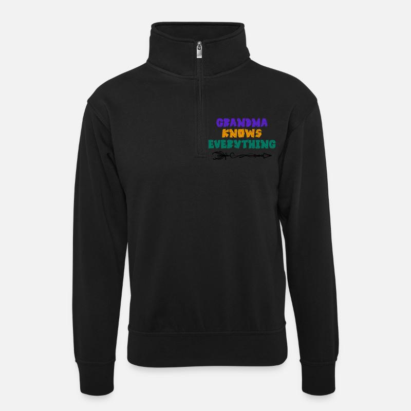 Alte Frau Cool Statement Großmutter Oma Seniorin - Unisex Pullover mit Zip-Kragen - Schwarz