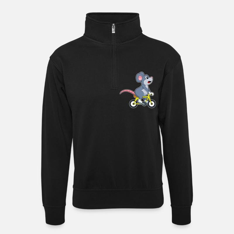 Souris avec vélo - Sweat col montant zippé unisexe - noir