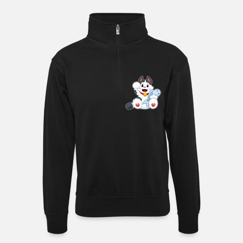 Poisson-chat - Sweat col montant zippé unisexe - noir