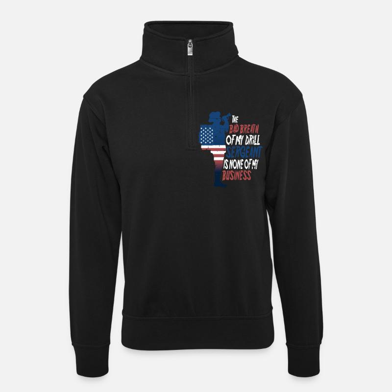 Drill Sergeant - Unisex Pullover mit Zip-Kragen - Schwarz