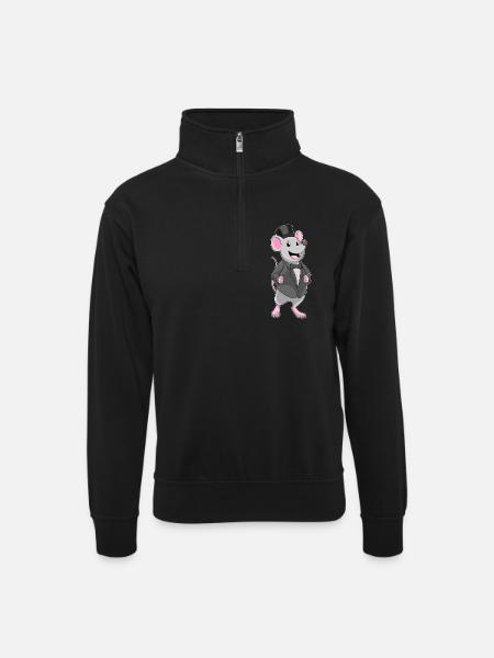 Mouse Groom Jacket Wedding - Unisex sweater with zip collar - black
