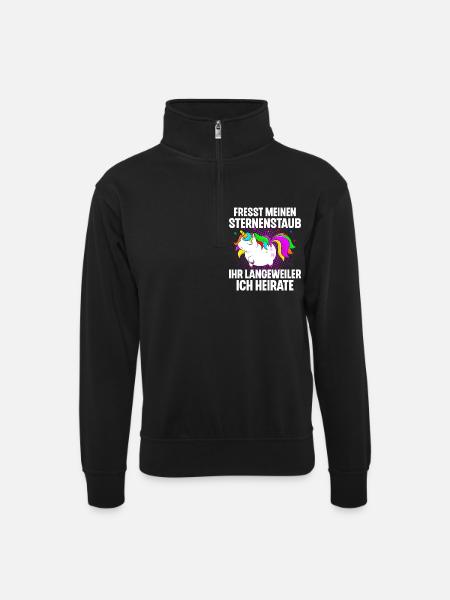Einhorn Junggesellinnenabschied - Unisex Pullover mit Zip-Kragen - Schwarz