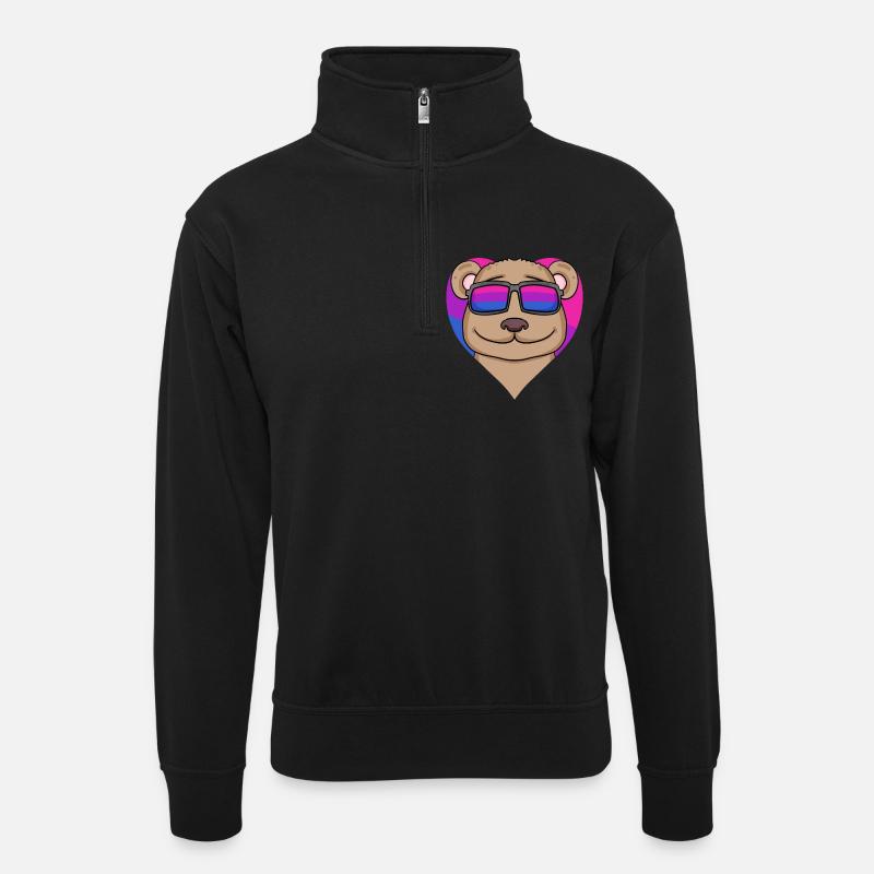 Bisexuell Braunbär Geschenk - Unisex Pullover mit Zip-Kragen - Schwarz