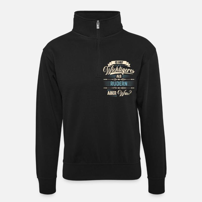 Rudern Ruderer Ruderboot - Unisex Pullover mit Zip-Kragen - Schwarz