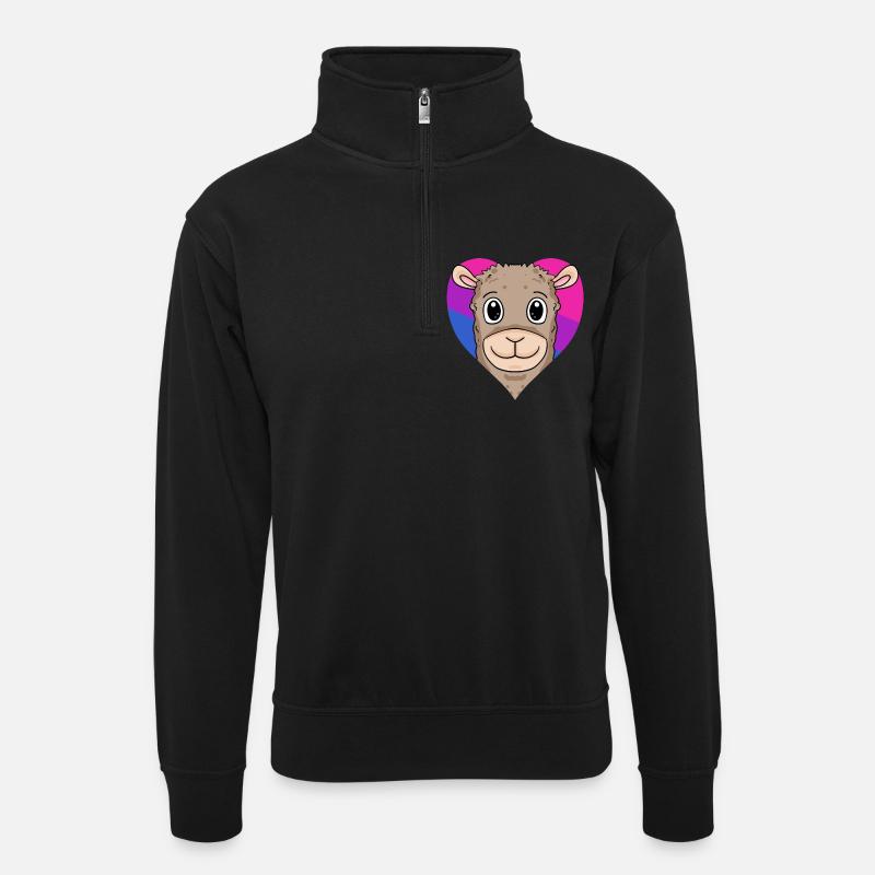 Bisexuell Alpaka Geschenk - Unisex Pullover mit Zip-Kragen - Schwarz