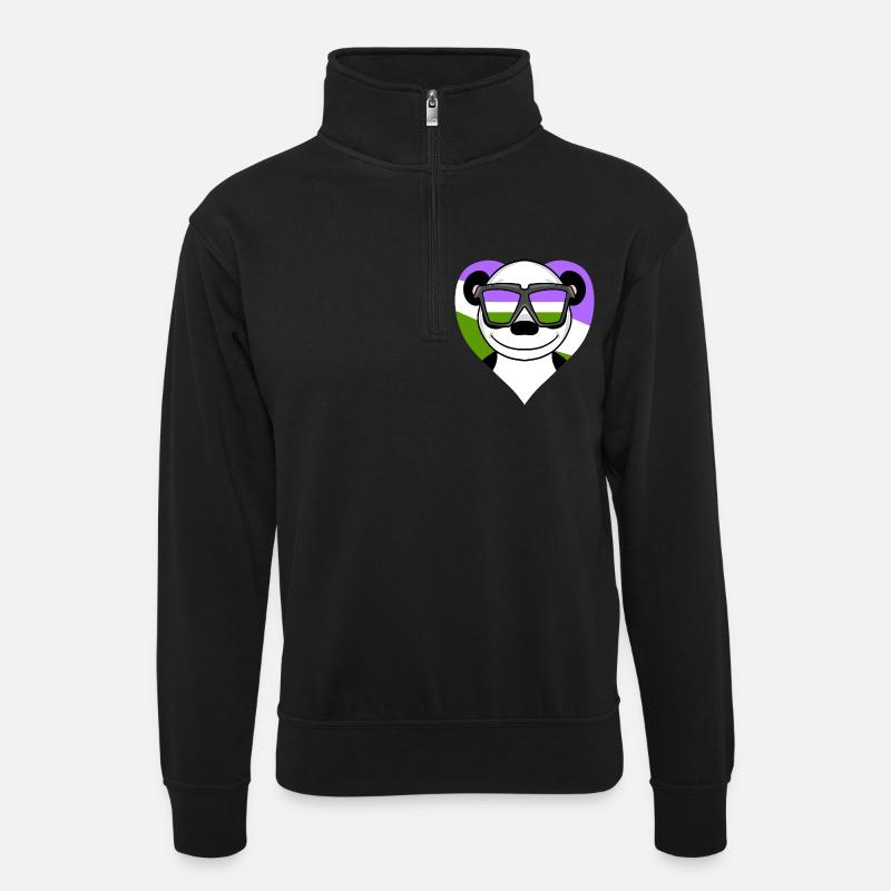 Genderqueer Panda - Sweat col montant zippé unisexe - noir