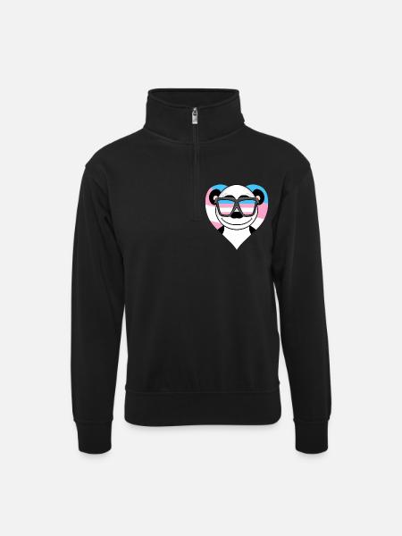 Transgender Transsexual Panda Gift - Unisex sweater with zip collar - black