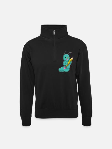 Caterpillar Student Pencil School - Unisex sweater with zip collar - black