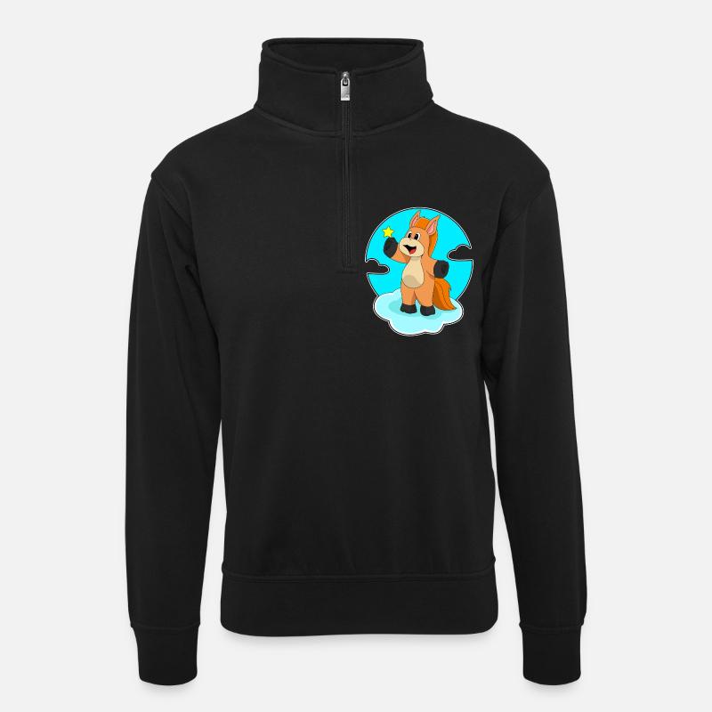Horse Clouds - Unisex sweater with zip collar - black