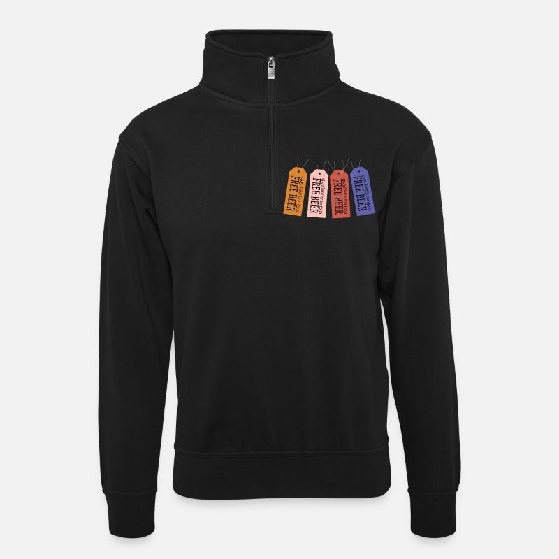 Freibier Ticket - Unisex Pullover mit Zip-Kragen - Schwarz