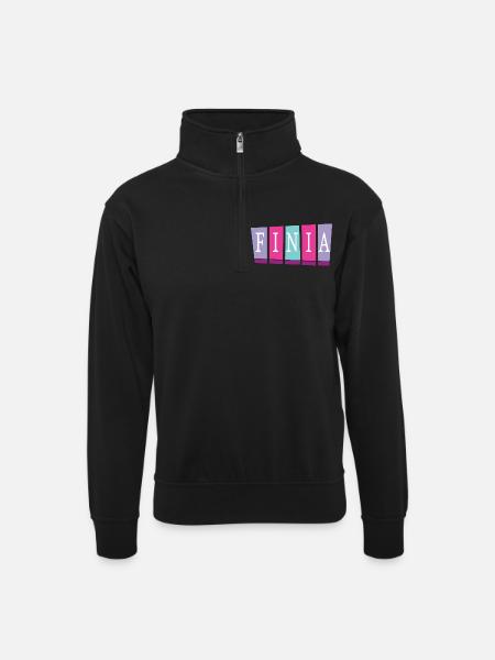Finia - Sweat col montant zippé unisexe - noir