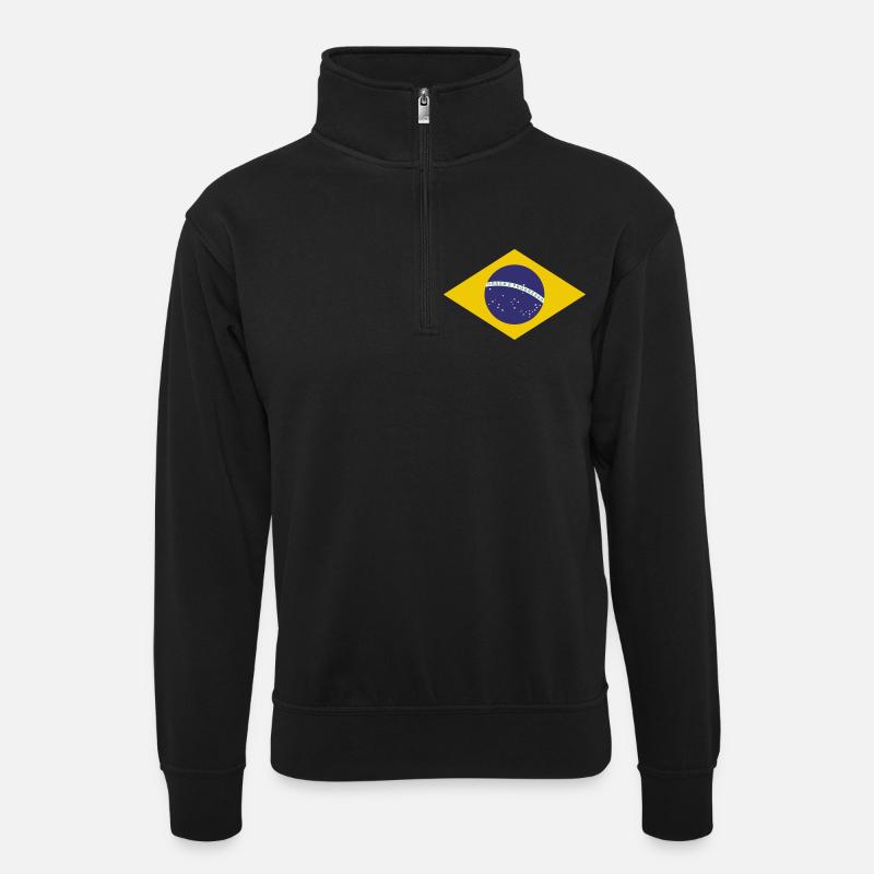 Brasilia Flag - Unisex sweater with zip collar - black