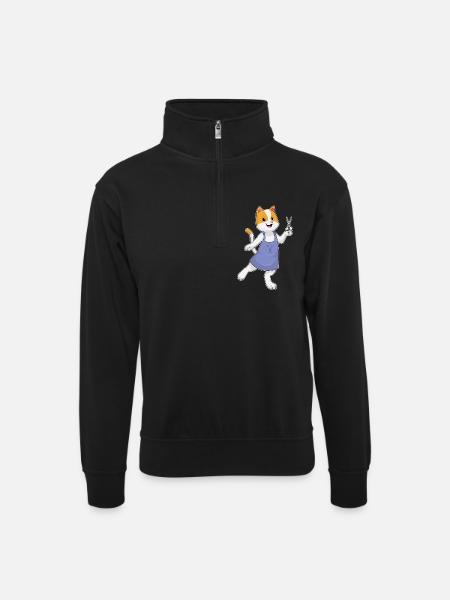 Ciseaux de coiffeur pour chat - Sweat col montant zippé unisexe - noir