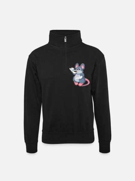Mouse Coffee Mug - Unisex sweater with zip collar - black
