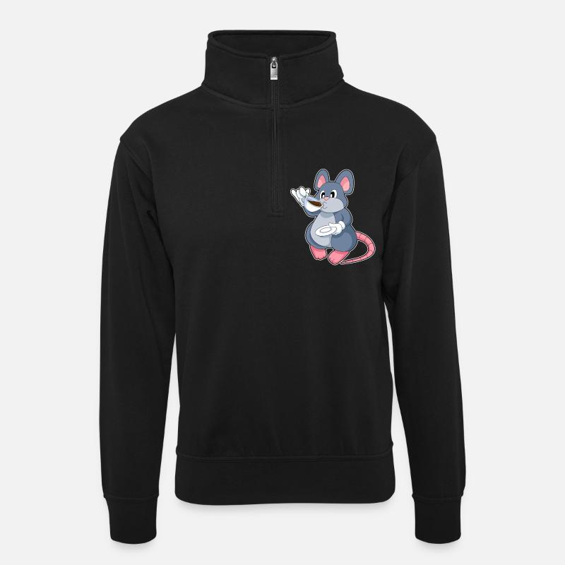 Maus Kaffee Tasse - Unisex Pullover mit Zip-Kragen - Schwarz