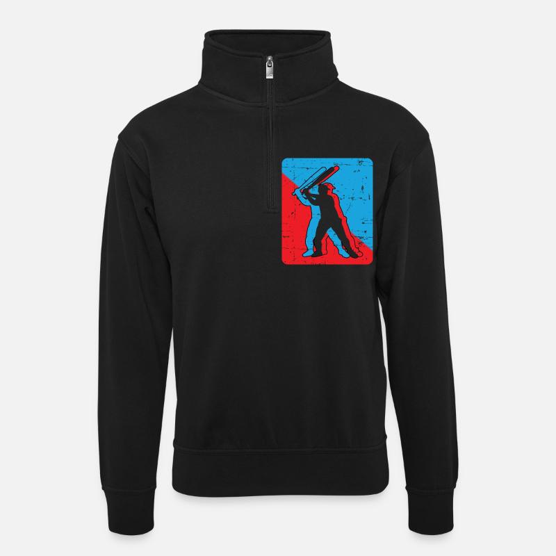 Baseball - Unisex Pullover mit Zip-Kragen - Schwarz