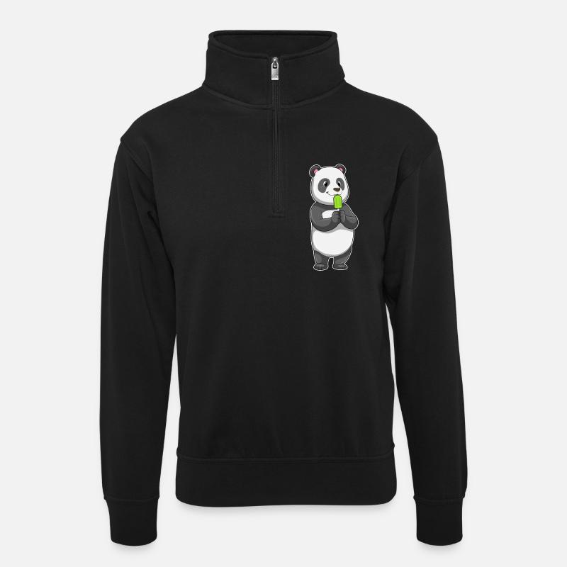 Panda Popsicles - Unisex sweater with zip collar - black