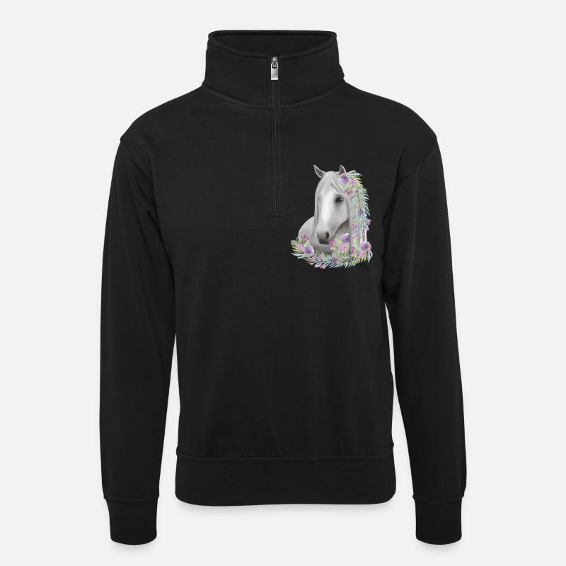 Équitation Chevaux Filles - Sweat col montant zippé unisexe - noir
