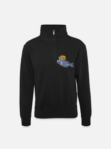 Seal Coconut - Unisex sweater with zip collar - black