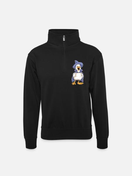 Duck Halloween Witch - Unisex sweater with zip collar - black