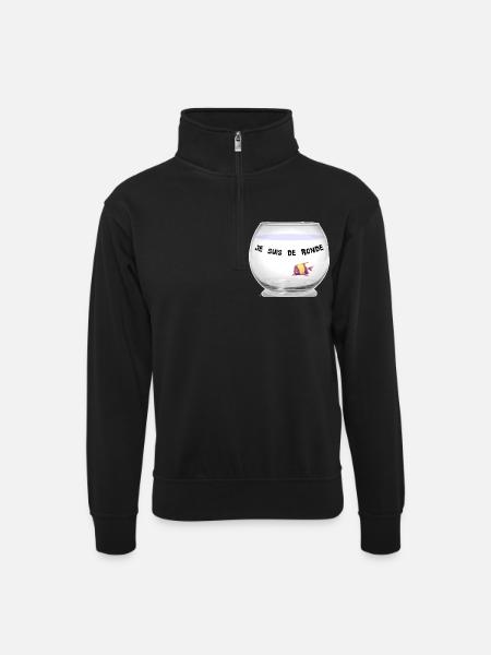 Poisson - Sweat col montant zippé unisexe - noir