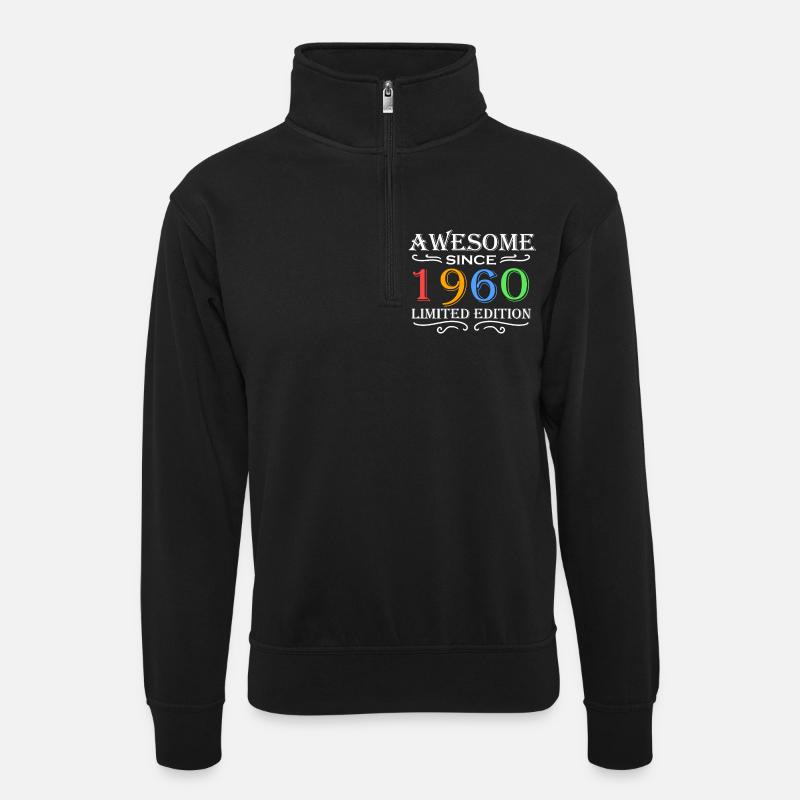 1960 - Born 1960 - Unisex sweater with zip collar - black
