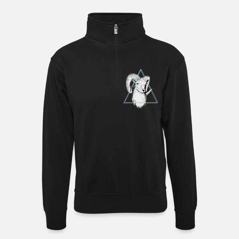Widder - Unisex Pullover mit Zip-Kragen - Schwarz